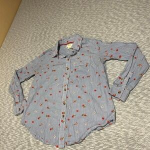 Maeve by Anthropologie blue/white striped shirt floral accent Women 0. SKU-A281